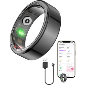 Vital Health Smart Ring for Women Black Vital Health Ring Smart Rings for Men with Fitness Tracking, Sleep Monitor, Activity Tracking, App (Size 7)