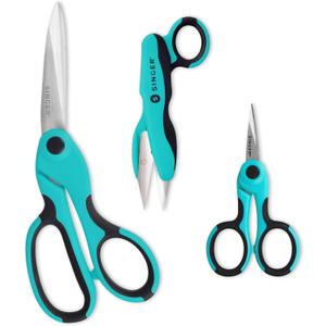 SINGER ProSeries Sewing Scissors Bundle: 8.5" Heavy Duty Fabric, 4.5" Detail Embroidery, 5" Thread Snips With Comfort Grip (Teal)