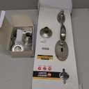 Kwikset Shelburne Front Door Lock Handle and Deadbolt Set, Entry Handleset Exterior with Interior Reversible Lever, Satin Nickel, Pick Resistant SmartKey Rekey Deadbolt Security