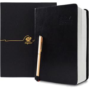 SAYEEC A5 Thick Journal 720 Pages Large Leather Notebook Lined Paper 360 Sheets Writing Notebook with Pen Gift Set Hardcover Diary Black for Taking Notes Business Man Women Gift