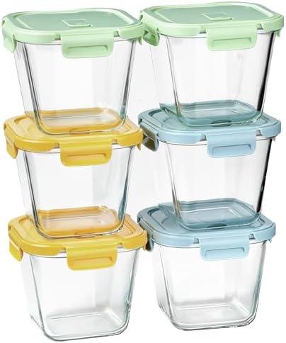 Glass Soup Containers with Lids 32 oz, 4 Cup Glass Storage Containers, Tall Borosilicate Glass Food Storage Containers for Lunch, Ice Cream, Travel and Deli, Soup Freezer Safe Containers with Lids 8 Pieces