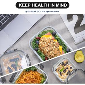 coccot Glass Food Storage Containers with Lids Airtight, Glass Meal Prep Containers for Lunch Food, Container Set, Easy to Open& Close/Microwave,Oven,Freezer,Dishwasher Safe/Leak-Proof（16 Pieces）