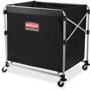 Rubbermaid Commercial Products, Collapsible X Cart, Black, Steel 8 Bushel Bin, Commercial Laundry Cart with Wheels for Hotel/Nursing Home/Home/College Easily Move Laundry/Supplies/Groceries