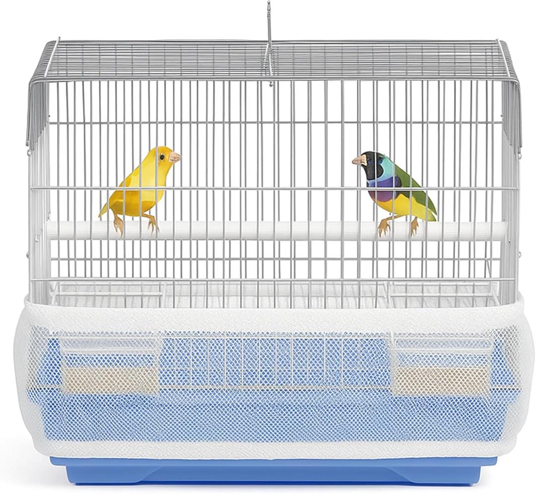 Universal Bird Cage Seed Catcher Universal Mesh Skirt Cover Stretchy Small Animal Cages Cover Pet Removable Durable Protector (White, Extra Small)