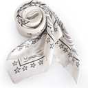 4 x Satin Head Scarf for Women Silky Neck Scarves Bandana Hair Sleeping Night Wrapping Silk Like Square Scarfs Headscarf (27.5 x 27.5 Inch, White Stars)