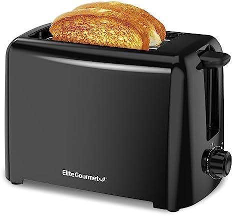 Elite Gourmet ECT1027B Cool Touch Toaster with 6 Temperature Settings & Extra Wide 1.25" Slots for Bagels, Waffles, Specialty Breads, Puff Pastry, Snacks, ETL Certified, 2 Slices, Black