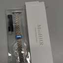 MioHHR Slim Metal Band Compatible with Apple Watch Band 42mm(Series 11 10) 41mm(Series 9 8 7) 40mm(Series 6 5 4 SE3/2/1) 38mm(Series 3 2 1),Stainless Steel iWatch Bands for Women,Silver/Gold