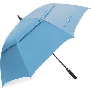 G4Free 54 Inch Automatic Open Golf Umbrella Oversize Extra Large Double Canopy Vented Windproof Waterproof Stick Umbrellas (54 inch, Sky Blue)