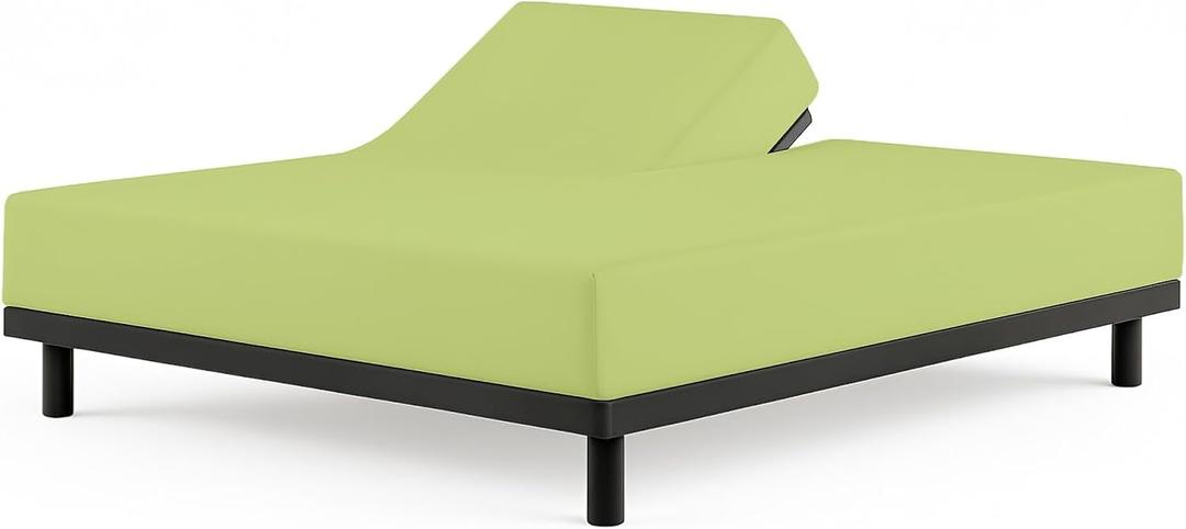 Cottingon 1 Piece Top Split King Fitted Sheet Only for Adjustable beds, Premium 100% Egyptian Cotton, 34 Inches Half Split Flex Head Bottom Sheet for Sleep Number Beds 16" Deep Mattress, Sage