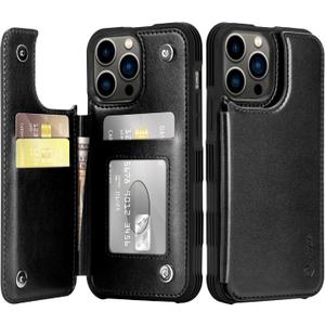 Arae for iPhone 13 Pro Max Case with Card Holder - Wallet Case with PU Leather Card Pockets Back Flip Cover for iPhone 13 Pro Max 6.7 inch - Black