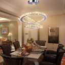 LED Chandeliers Modern Crystal 3 Rings Ceiling Lighting Fixture Adjustable Stainless Steel Pendant Light for Bedroom Living Room Dining Room(Warm White)