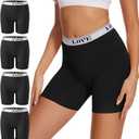 POKARLA Womens Boxer Briefs Underwear High Waisted Modal Boyshorts (Medium, Black-pack of 4)
