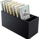 Money Organizer for Cash with 8 Compartments, Black Acrylic Cash Tray & Cash Drawer Insert, Durable Money Holder for Bills, Cash Divider Box for Cash Sorting and Cash Storage