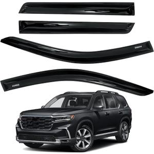 AUXKO Rain Guards for 2026 2025 2024 2023 Honda Pilot LX Sport EX-L TrailSport Touring Elite, Durable Tape-On Window Visors Vent Accessories - Easy Install Car Side Window Wind Deflectors Visors Black