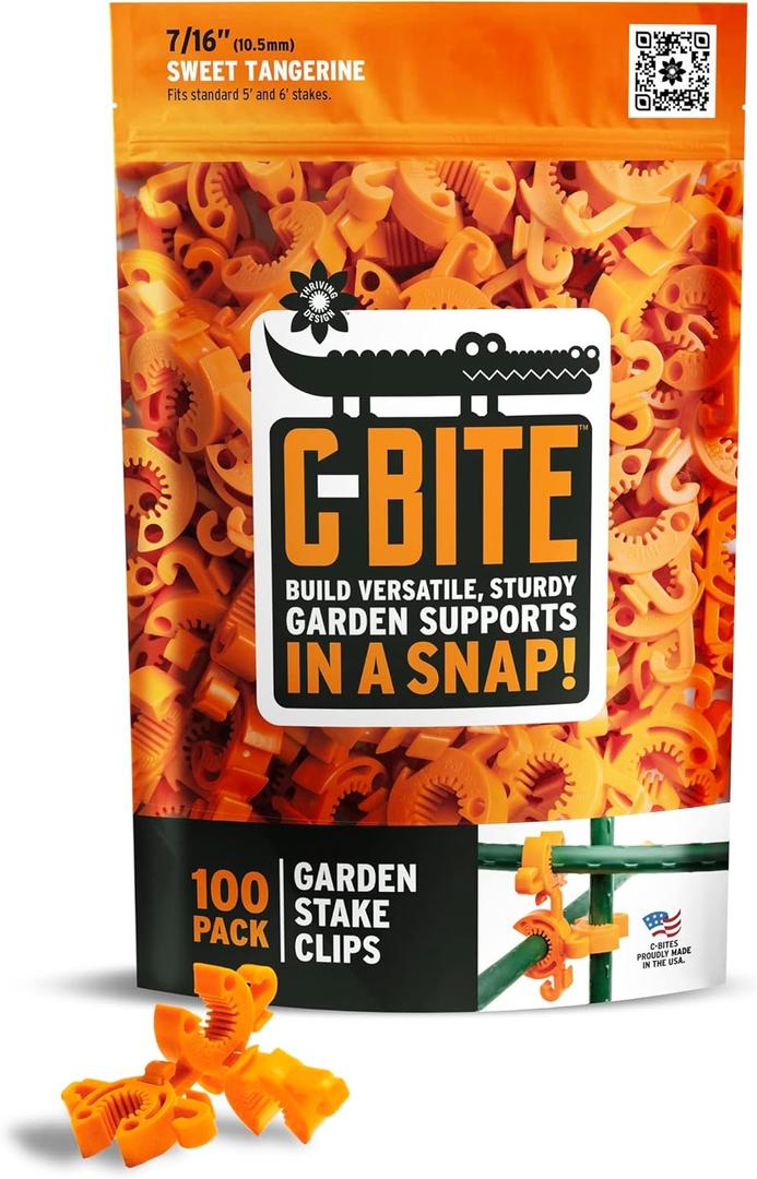 Sweet Tangerine C-Bite Garden Support Garden Stake Clips 26pcs 2pack Sweet Tangerine C-Bite Garden Support Garden Stake Clips 26pcs 2pack
