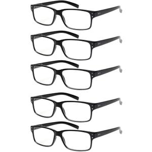 NORPERWIS Reading Glasses 5 Pairs Quality Readers Spring Hinge Glasses for Reading for Men and Women (5 Pack Black, 3.00)