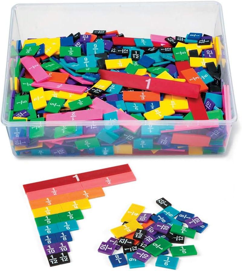 Hand2mind Plastic Rainbow Fraction Tiles, Montessori Math Materials, Fraction Manipulatives, Unit Fraction, Fraction Bars Math Manipulatives, Fraction Games, Homeschool Supplies (15 Sets of 51 Pieces)