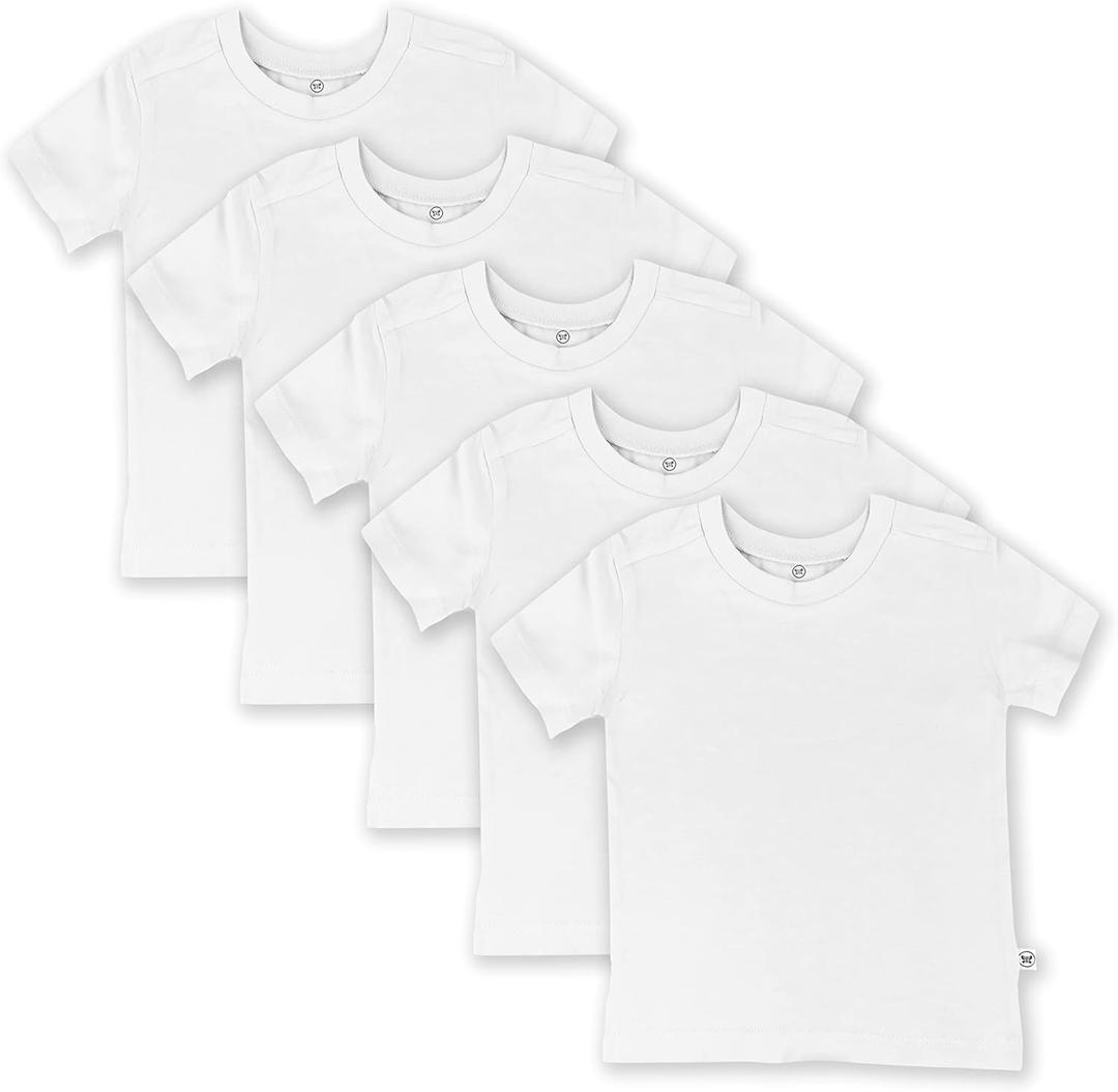HonestBaby unisex-baby 5-pack Short Sleeve T-shirts 100% Organic Cotton (4T, Bright White)