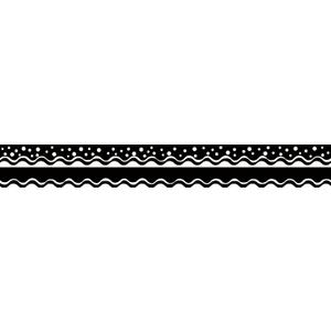 BARKER CREEK Double-Sided Scalloped Border, Happy Black, for Bulletin Boards, Reception Areas, Halls, Break Rooms, Office, School, Home Learning Decor, 2.25 x 39 (999)