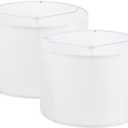 PATIKIL Drum Lamp Shades Set of 2, 13"x13"x9" Linen Round Lamp Shade for Table Lamps Easy Assembly Lampshade for Table Lamps Floor Lamps Bedside, White (White)