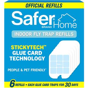 Safer Home SH506 Trap Refill Pack of Glue Cards for SH502 Indoor Fly Trap, Official Safer Home Refills with StickyTech Glue Card Technology, 6 Count (Pack of 1)