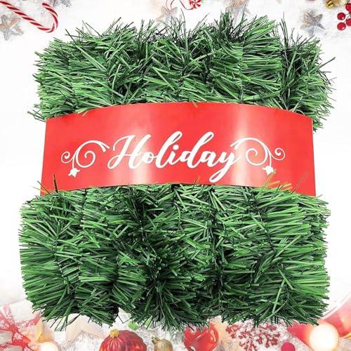 Christmas Garland, Artificial Non-Lit Soft Green Garlands 50FT Classic Christmas Greenery Garland Festive Home Decor for Indoor or Outdoor Use