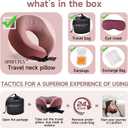 SPRFUFLY Super Soft Travel Pillow, 100% Memory Airplane Pillow with Sleep Mask and Ear Plugs, Breathable Removable Cover & Ergonomic Design - Essentials Neck Pillow for Airplane, Office & Home Use (Pink)