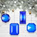 4 Pack Jewel Ornaments 3.9"- 6.2" Acrylic Rectangle Jewel Hanging Decors Christmas Tree Hanging Ornaments Glitter Xmas Rectangle Gemstones for Wedding Holiday Party Decor (Blue)