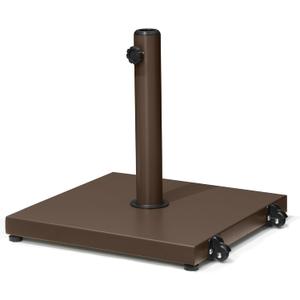 Patio Umbrella Base 40lbs Outdoor Umbrella Stand with Wheels, Heavy Duty Square Concrete Stand Market Umbrella, Brown