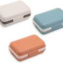 XJMWXHFC 3Pcs Travel Soap Containers with Lid, Portable Draining Soap Bar Holder for Traveling, Camping, Outdoor, Gym, Bathroom, Home (Blue, White, Brown)