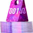Live Plastic Number Tags Consecutive Live Number Tag, 1.97x3.15 Inch (5x8cm),Normal and Reverse Mirror Image Number Cards for Live Sales, Hanger Cards for Clothes, Reusable (1-100, Pink Spots)