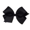 Wee Ones Girls' Classic Grosgrain Hair Bows with Plain Wrap Center, No-Slip Hair Clip, Handmade, Black, Medium