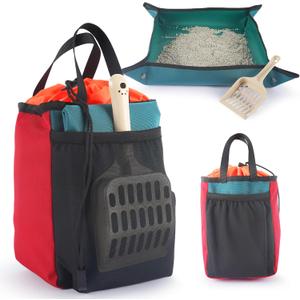 OutdoorBengal Travel Litter Box for Cats (3in1 Kit) – Foldable Litterbox + Litter Bag + Scooper (Portable Litter Box for Cat Traveling) Collapsible Litterbox for Car Travel with Cat, Camping, Plane