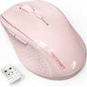 TECKNET Wireless Mouse, 2.4G USB Computer Mouse with 6-Level Adjustable 4800 DPI, 30 Months Battery, Ergonomic Grips, 6 Buttons Portable for PC, Chromebook, Mac - Pink