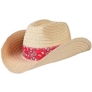 Fun Express Cowboy Hat for Men - Authentic Western Straw Hats with Red Bandana Accent Durable and Versatile Bulk - Perfect for Parties Fairs Costumes Western -Themed Events - Unisex Design -12 Pieces