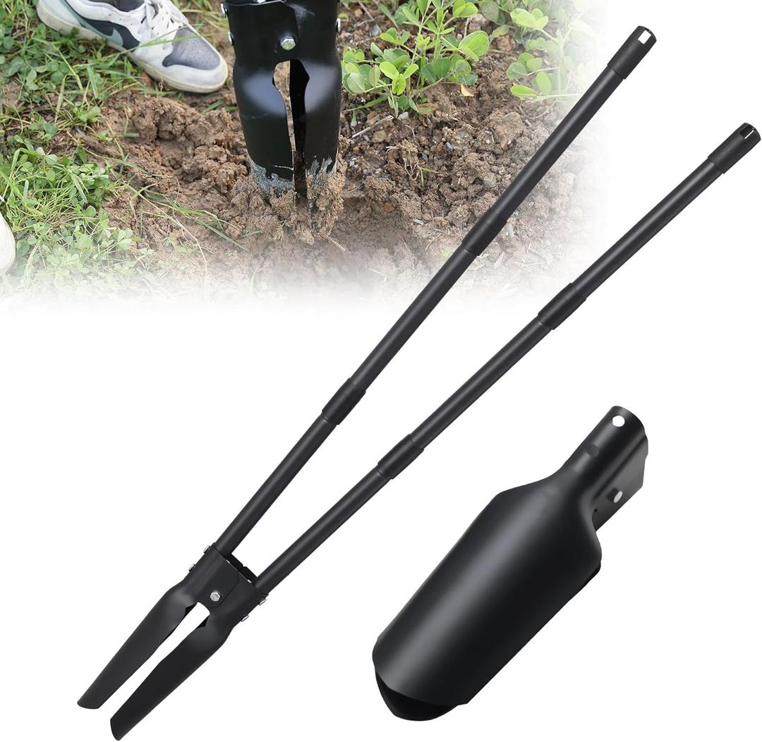 LLARGUEST Post Hole Digger Tools, 54 inches Heavy Duty Hole Digger for Plants, Manual Gardening Digger Tools with Handles, Matte Black