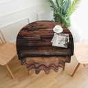 Wood Round Tablecloth 60 Inch Washable Reusable Decoration Table Cover for Kitchen Party