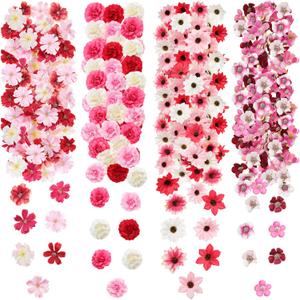 Cindeer 217 Pcs Mini Fake Heads Flowers Bulk Craft Fake Rose Daisy Heads Small Silk Artificial Flowers for Crafts Faux Decorations Flower for Art Crafts Wedding Party,2-4 cm(Bright Color)