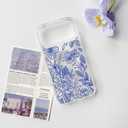 NITITOP for iPhone 17 Pro Case Magnetic Cute Line Flower - Blue