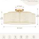 Semi Flush Mount Ceiling Lights, 6-Light 18" Gold Light Fixtures Ceiling Mount with Fabric Shade in Flower Shape, Drum Lighting Fixture for Nursery Bedroom Kitchen, AD-22007-6SF-GD-B, 18", Single Shade