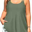Plus Size Tankini Swimsuits - Women Two Piece Tankini Top with Shorts Flowy Swimsuit 2025 Bathing Suits (Green Palm Tree, 22Plus)