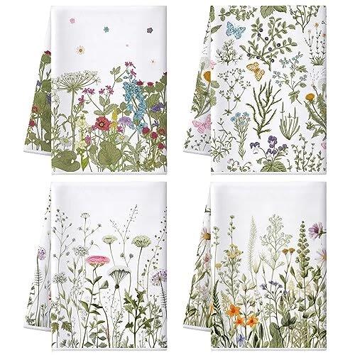4 Pcs Sunflower Spring Kitchen Towels Summer Beach Mixed Colors Flower