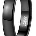 TRUMIUM 2mm 4mm 6mm 8mm Black Tungsten Ring for Men Women Wedding Band Domed High Polish Comfort Fit 4-15  Size 5
