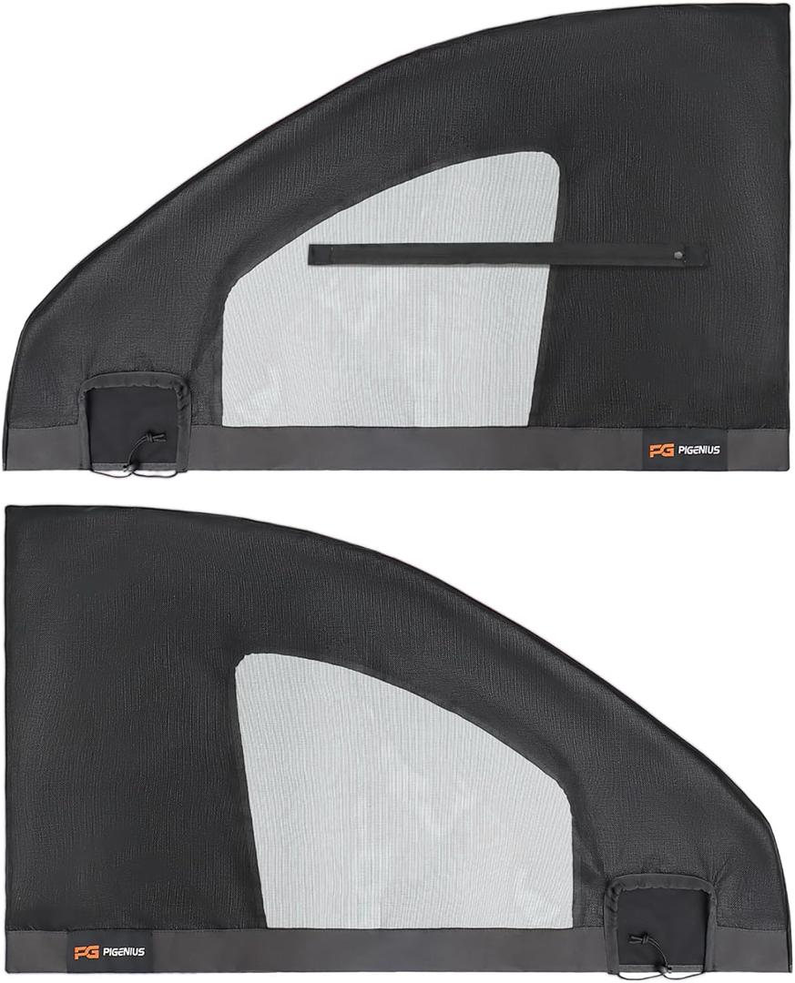 Pigenius Front Window Sunshade for Chevrolet Silverado/ GMC Sierra 2014-2018, Side Sun Shades(Pair) with Mirror Cutout, Keep Interior Cool, Magnetic Bottom, Nylon Velcro Install, UV Heat Block