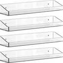 4 Pcs Acrylic Floating Shelves, 15" Wall Mounted Bookshelves Farmhouse Shelves for Display Book Photo Figures Plants, Display Shelf Organizer for Bedroom Living Kitchen Room Storage