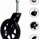 Wheelchair Accessories Caster Assembly with Aluminum Front Fork, Installing 6 Inch Solid Caster. Fit for Front Wheel Installation of Most Manual Wheelchairs and Children's Wheelchairs (Black 1 Ea)