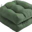 IPYNBAP Outdoor Chair Cushions Set of 2, Patio Chair Cushions with Ties, 19x19+5 Tufted Outdoor Seat Cushions, Waterproof Patio Furniture Cushions, Outdoor Dining Chair Pads, Forest Green, 19*19+5/2pcs