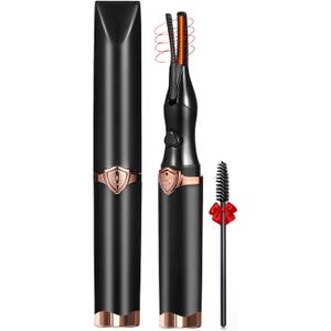 Heated Eyelash Curler, 2-in-1 Clip-Type Design, 3 Temperature Modes, USB Rechargeable Electric Eyelash Curler, Natural Curling 24H Long-Lasting Curl, Gift for Women & Girls, Brown Black-AA
