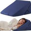 Bedluxe Wedge Pillow for Sleeping, Adjustable 9&12 Inch Foldable Bed Wedge Pillow Set, Orthopedic Memory Foam Triangle Pillows Wedge, 7-in-1 Elevated Pillows for Leg and Back Support, Navy