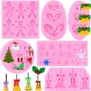 3 x Christmas Silicone Molds Christmas Tree Fondant Mold Christmas Bell Gingerbread Snowflake Reindeer Holly Leaves Molds For Xmas New Year Party Cake Cupcake Decoration Set Of 6
